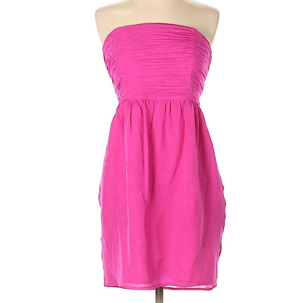 Shoshanna Hot Pink Strapless Silk Dress Sz 6 ~ Barbiecore ~ Girlie ~ Lightweight